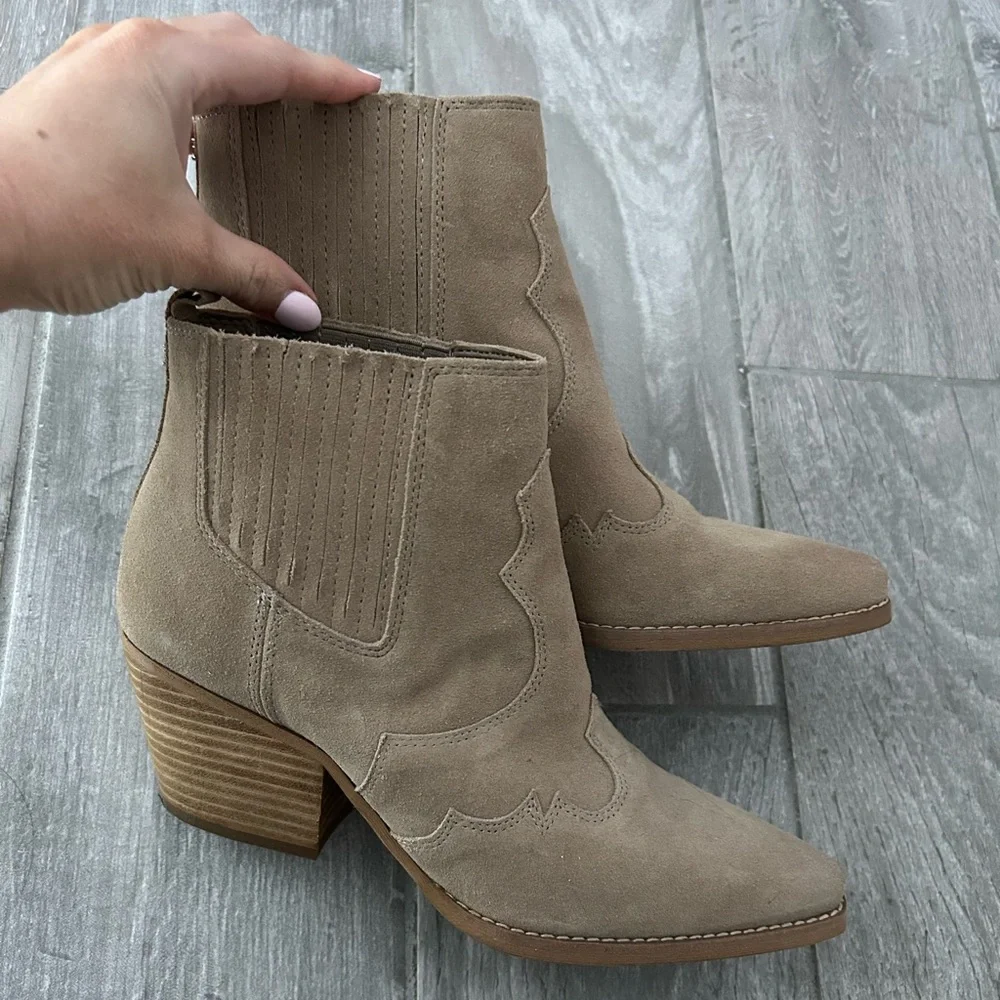 Sam Edelman Tan Suede Ankle Boots - Picture 2 of 5